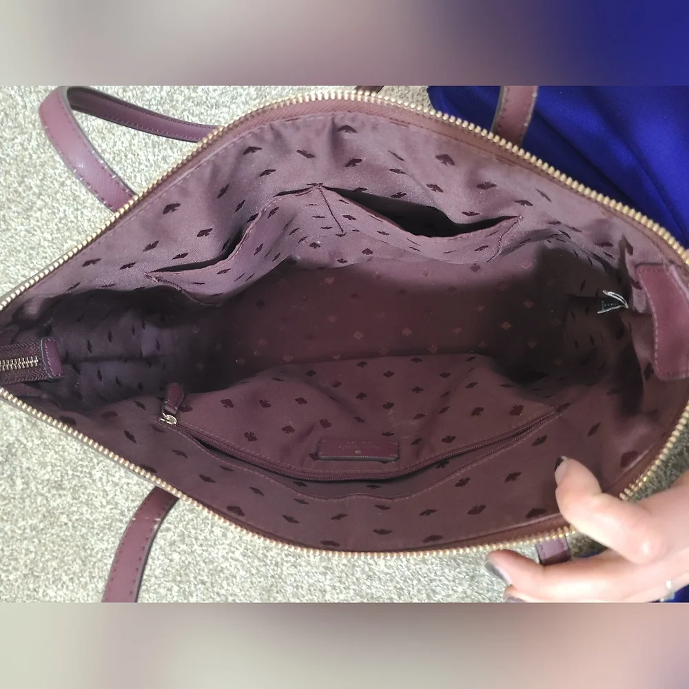 Kate Spade New York Burgundy Glitter Sparkle Tote Bag Satchel Purse - Picture 7 of 8